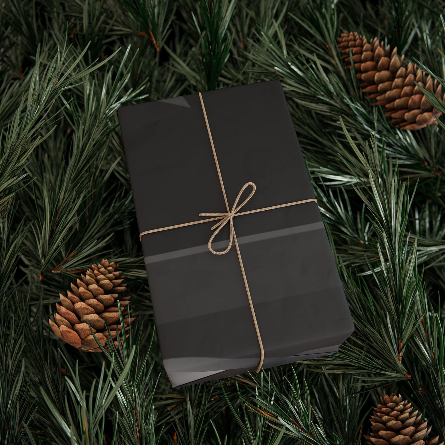 Black and gray geometric shapes wrapping paper by Printify, featuring modern design on a gift wrap roll.