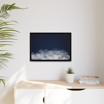 Framed matte canvas wall art featuring a night sky with clouds and stars, by Printify, ideal for starry-themed home decor.