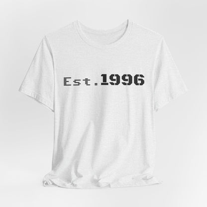 Vintage Est. 1996 T-shirt by Printify featuring a classic design, perfect as a birth year birthday gift.