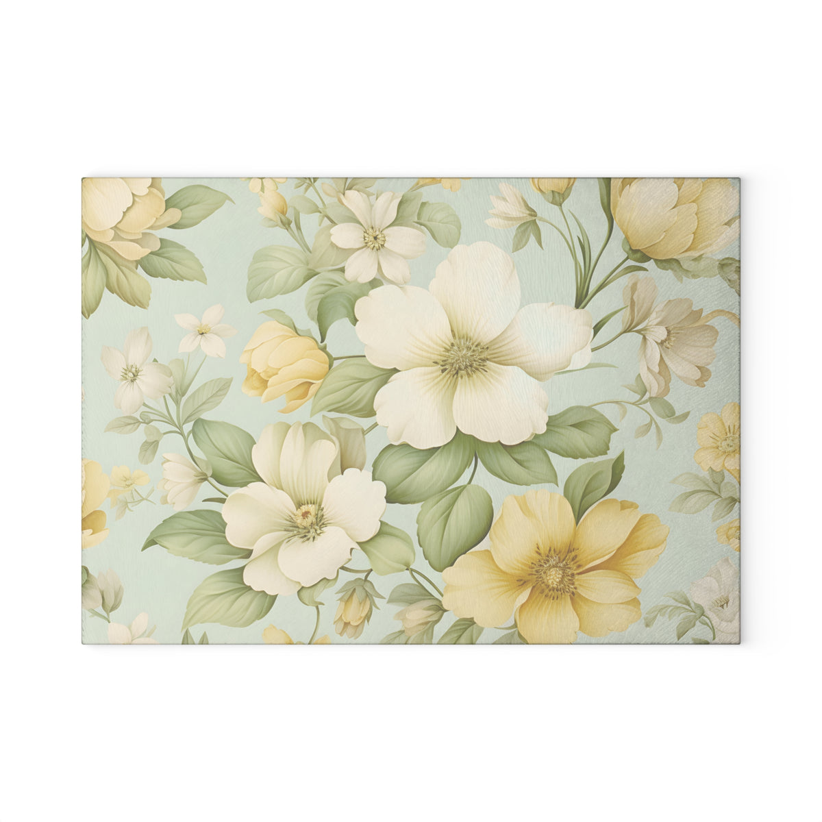 Floral Glass Cutting Board — Vintage Yellow Dogwood Design