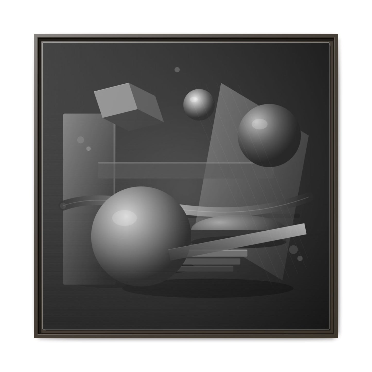 Monochrome Geometric Spheres Canvas Framed Wall Art | Matte Print