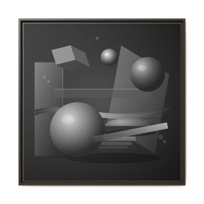 Monochrome Geometric Spheres Canvas Framed Wall Art | Matte Print