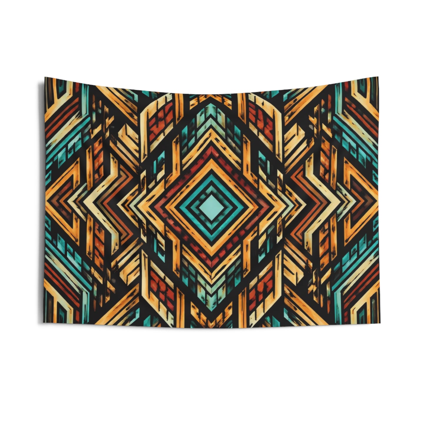 Geometric Tribal Indoor Wall Tapestry — Boho Aztec Pattern for Living Room & Bedroom