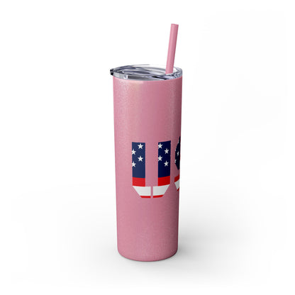 Skinny Tumbler — USA Flag 20oz Straw Tumbler (Patriotic Travel Cup)