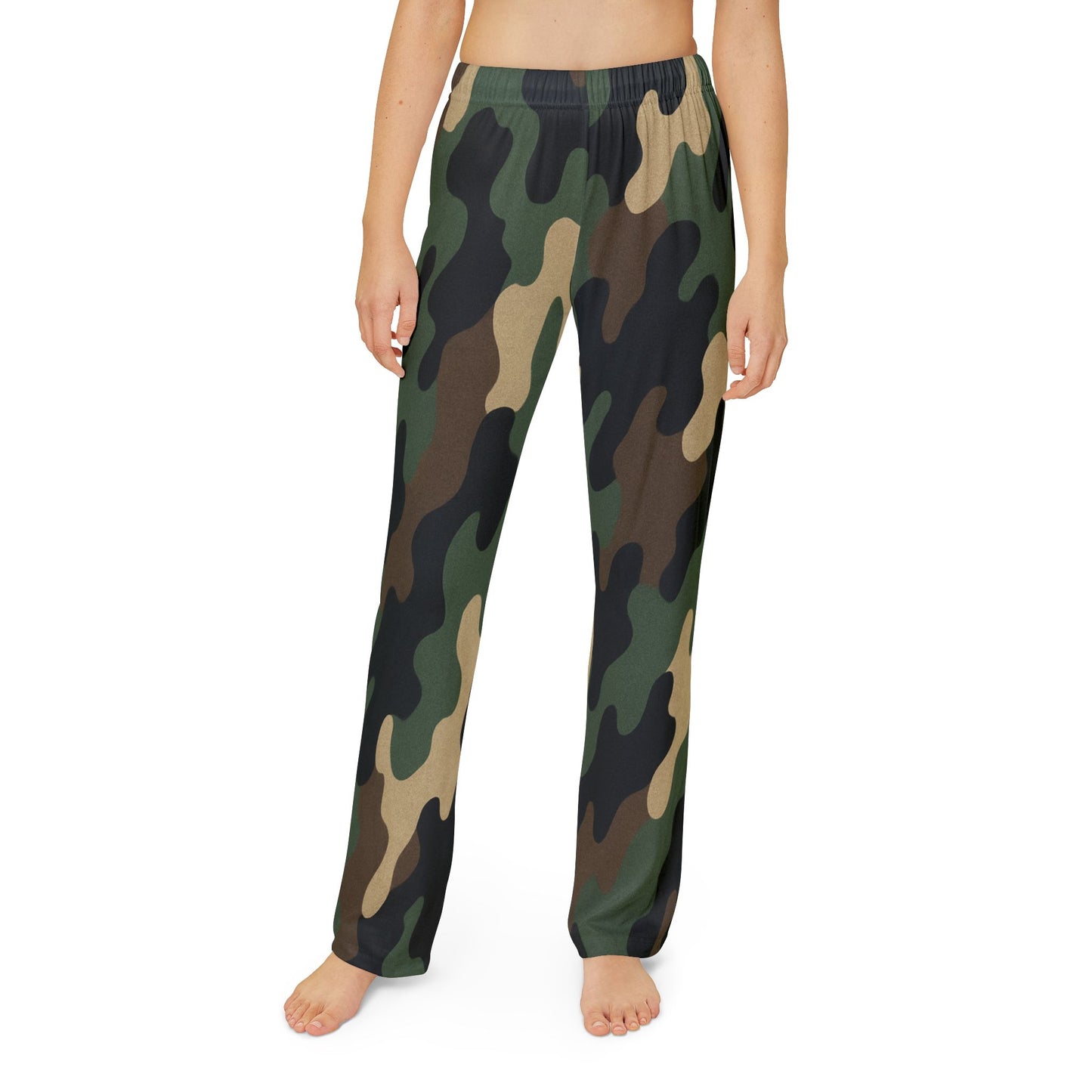 Kids camo lounge pants with all-over print, comfortable sweatpants for boys and girls by Printify