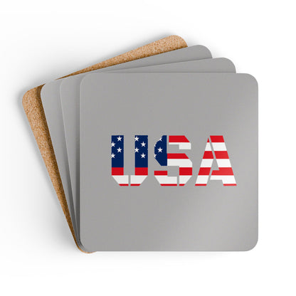 USA Corkwood Coaster Set - Patriotic Drink Coaster for Home, Party, Independence Day, BBQ, Housewarming, Gift