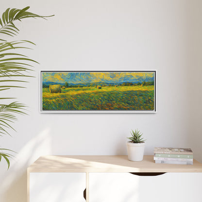 Framed landscape matte canvas print in multiple colors by Printify, showcasing a scenic, colorful nature scene.