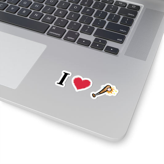 I Heart Baseball Bat Sticker — Kiss-Cut Baseball Love Decal