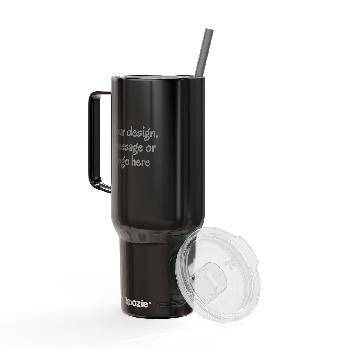 Custom engraved 40oz insulated tumbler with handle, lid and straw - view 12