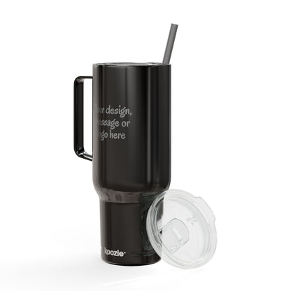 Custom engraved 40oz insulated tumbler with handle, lid and straw - view 12