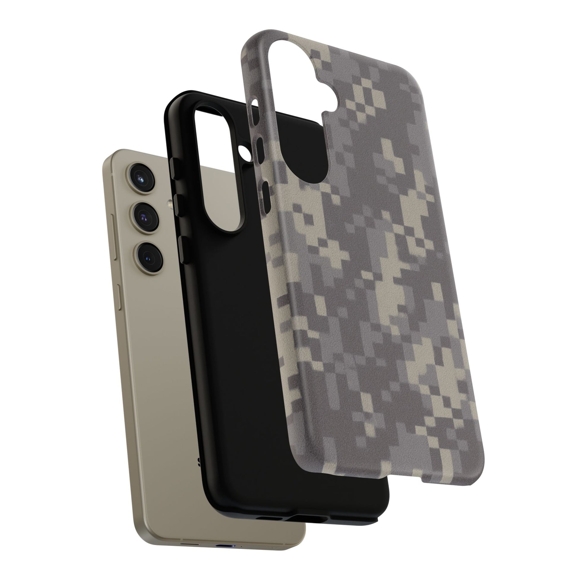 Rugged digital camouflage Printify phone case for protection and style, featuring durable material and tactical camo design.