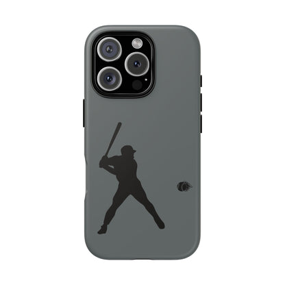 Black baseball silhouette tough phone case for iPhone, protective sporty design by Printify, durable and stylish accessory.