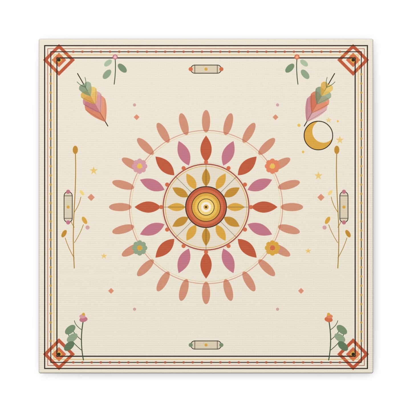 Boho Sun Mandala Matte Canvas