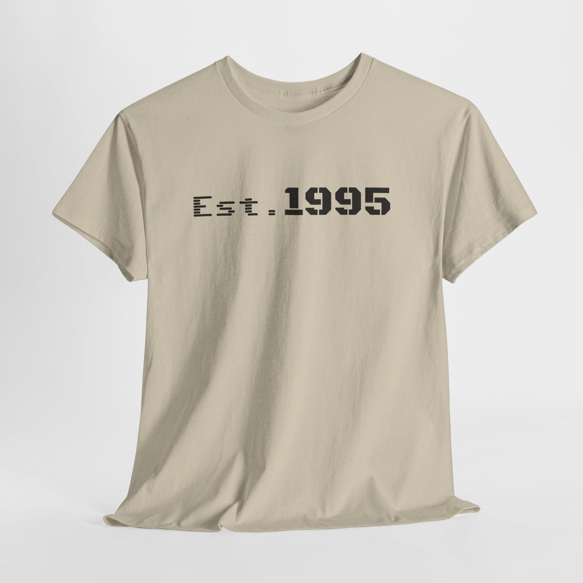 Vintage Est. 1995 T-shirt by Printify featuring minimalist design and birthday theme, made from comfortable fabric.