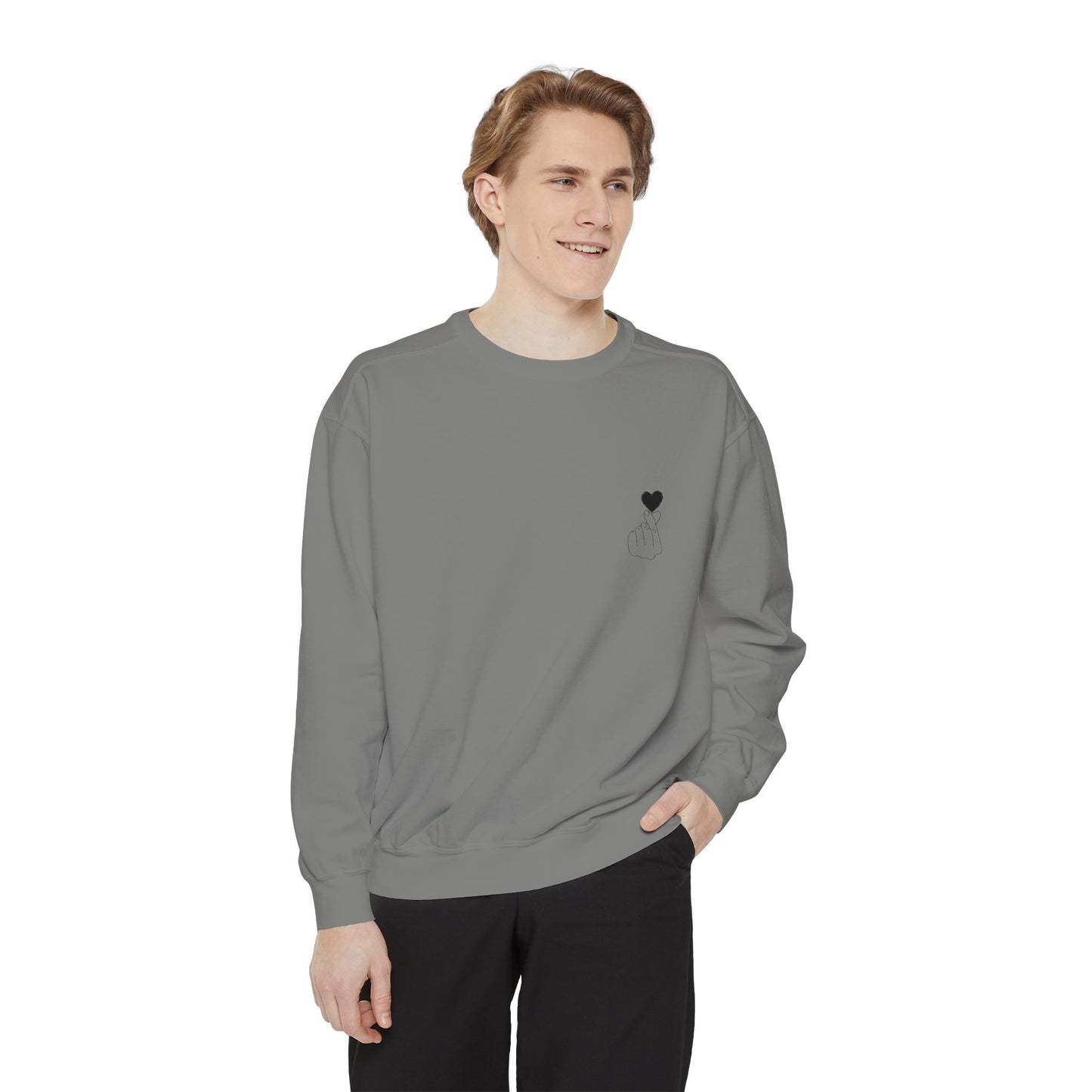 Unisex Garment-Dyed Sweatshirt with Heart Design - Cozy & Stylish