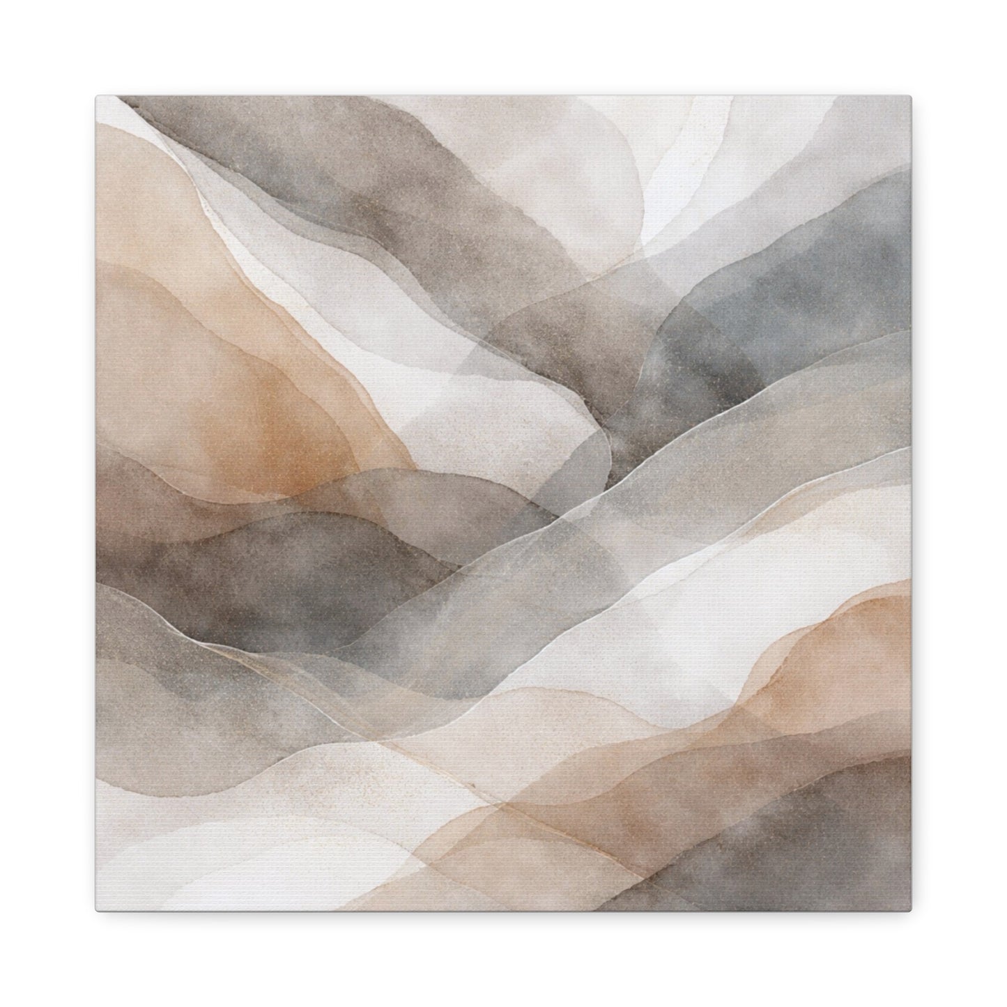 Neutral Abstract Watercolor Waves Canvas
