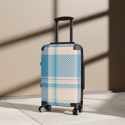 Blue Plaid Carry-On Suitcase – Lightweight Checked Luggage with Classic Tartan Design