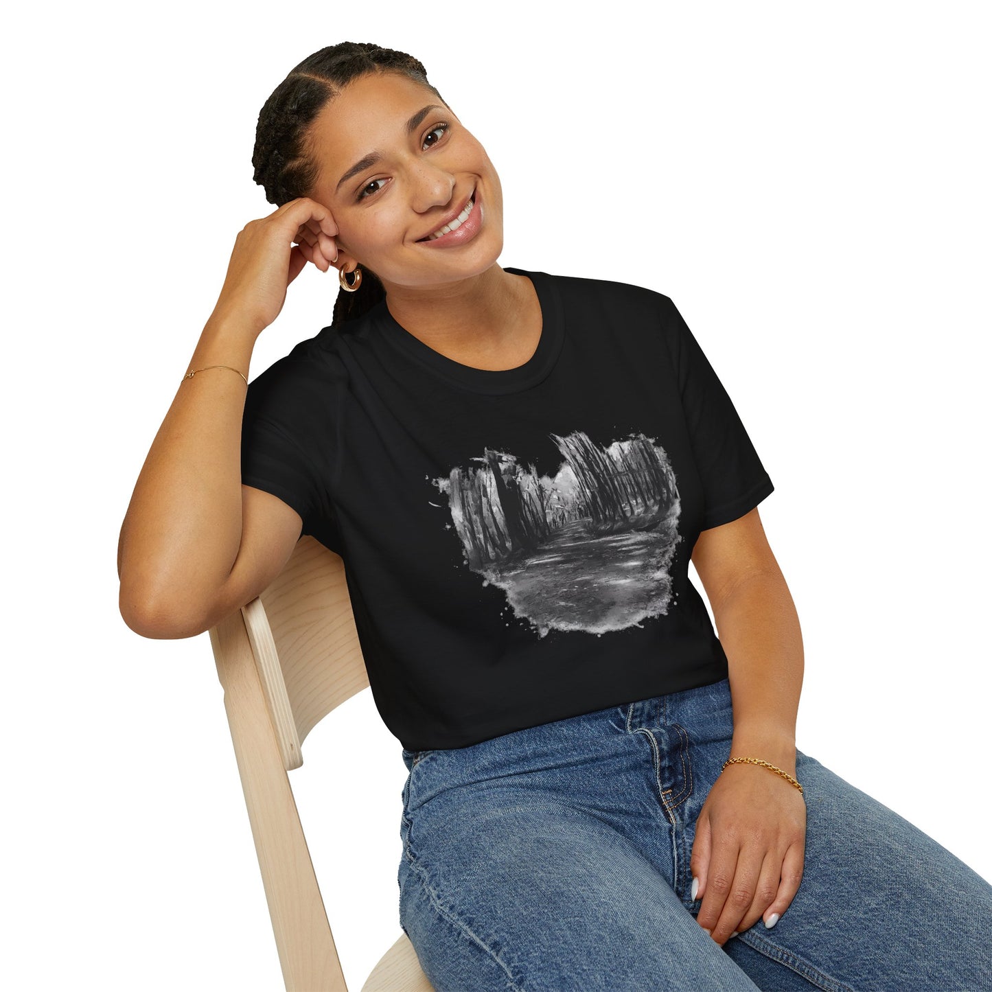 Minimalist Nature-Inspired Unisex Softstyle T-Shirt, Casual Wear, Everyday Style, Gift for Nature Lovers, Eco-Friendly Fashion