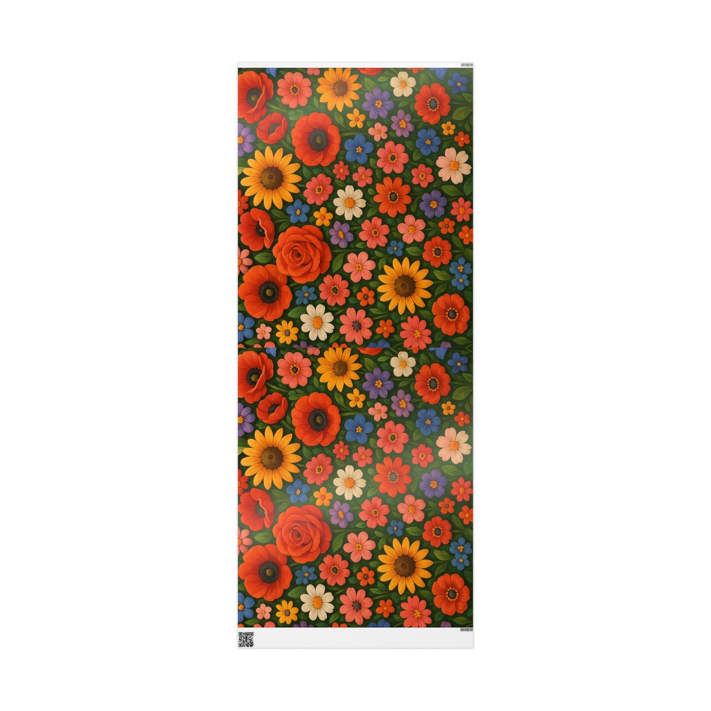 Floral Folk Art Wrapping Paper Roll — Bright Vintage Flower Gift Wrap