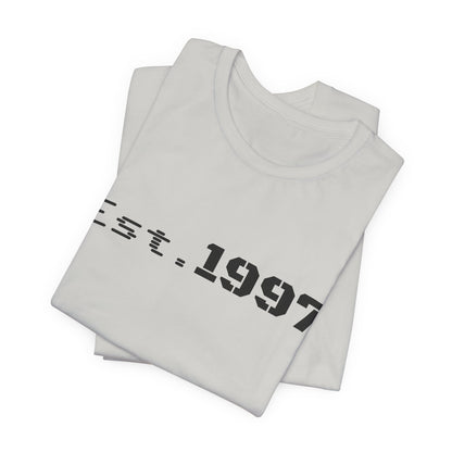 Vintage 1997 Established T-Shirt by Printify featuring classic design and comfortable cotton fabric.