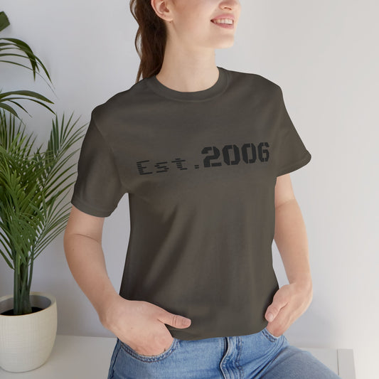 Vintage-style "Established 2006" graphic T-shirt by Printify, featuring a casual design perfect for birthday celebrations.