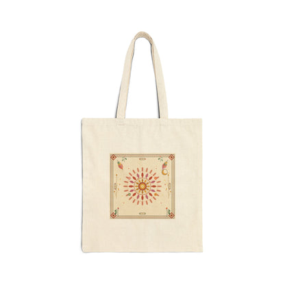 Sunburst Floral Mandala Tote bag | Botanical Boho Canvas Tote