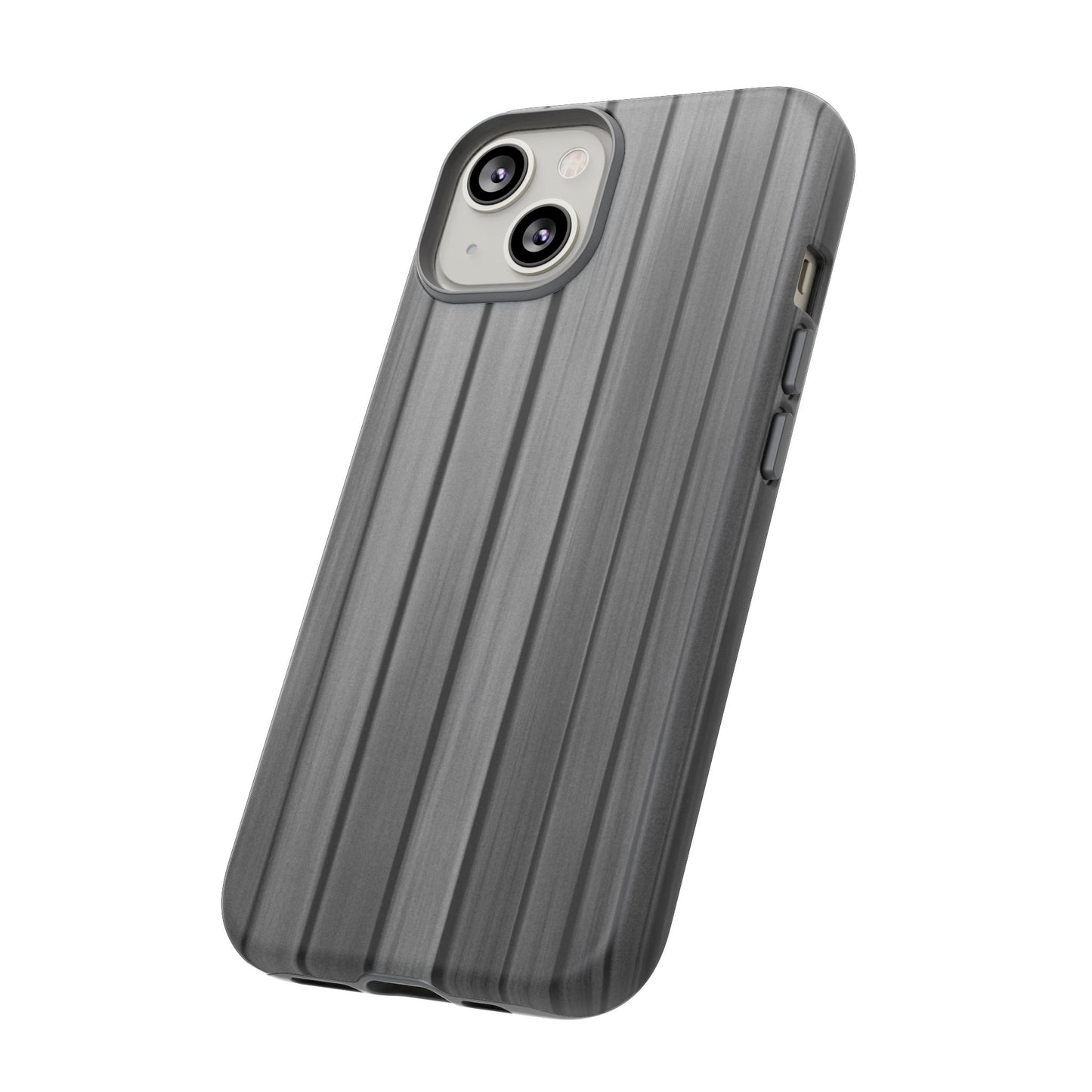 Ribbed metal texture phone case for iPhone, tough protective design by Printify, showcasing a durable, stylish cover.