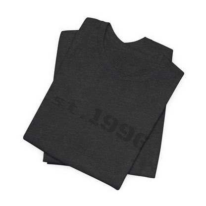 Vintage Est. 1996 T-shirt by Printify featuring a classic design, perfect as a birth year birthday gift.