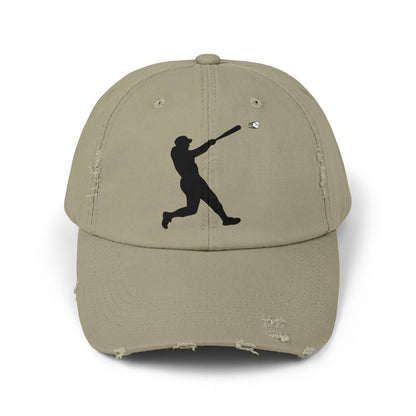 Distressed baseball cap with silhouette batter design, casual hats by Printify, featuring a worn look and sports-themed graphic.