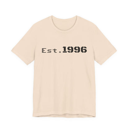 Vintage Est. 1996 T-shirt by Printify featuring a classic birthday birth year design on a casual tee.