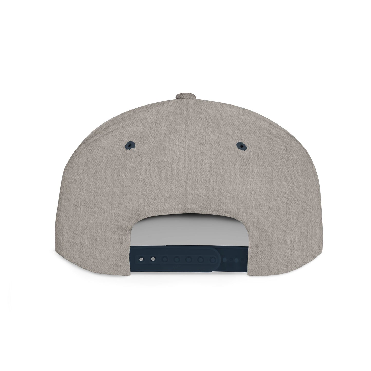Minimalist flat bill snapback hat featuring a hand gesture design, by Printify, with a structured crown and adjustable strap.