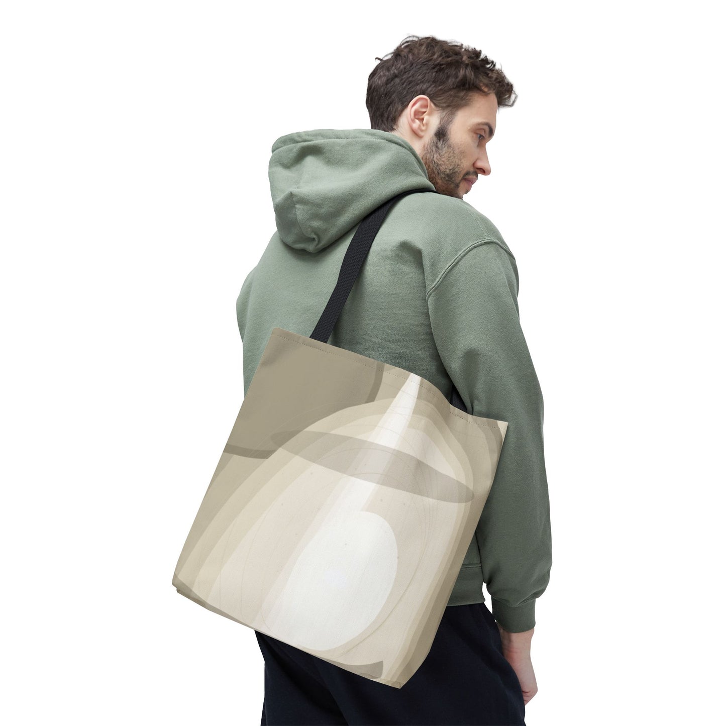 Neutral Abstract Light Beam Tote Bag | Minimalist Geometric Pattern