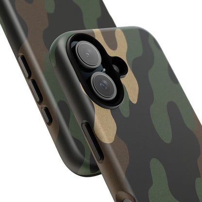 Military green camo tough phone case by Printify, rugged protective cover for smartphones with military-inspired camouflage design.