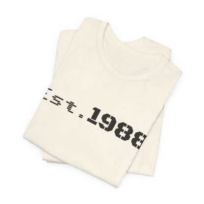 Printify Retro Logo T-Shirt featuring an "Est. 1988" design on a casual cotton tee.