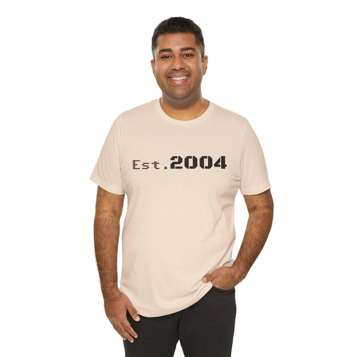 Vintage-style Est. 2004 T-shirt by Printify featuring minimal design and classic birth year detail on soft cotton fabric.