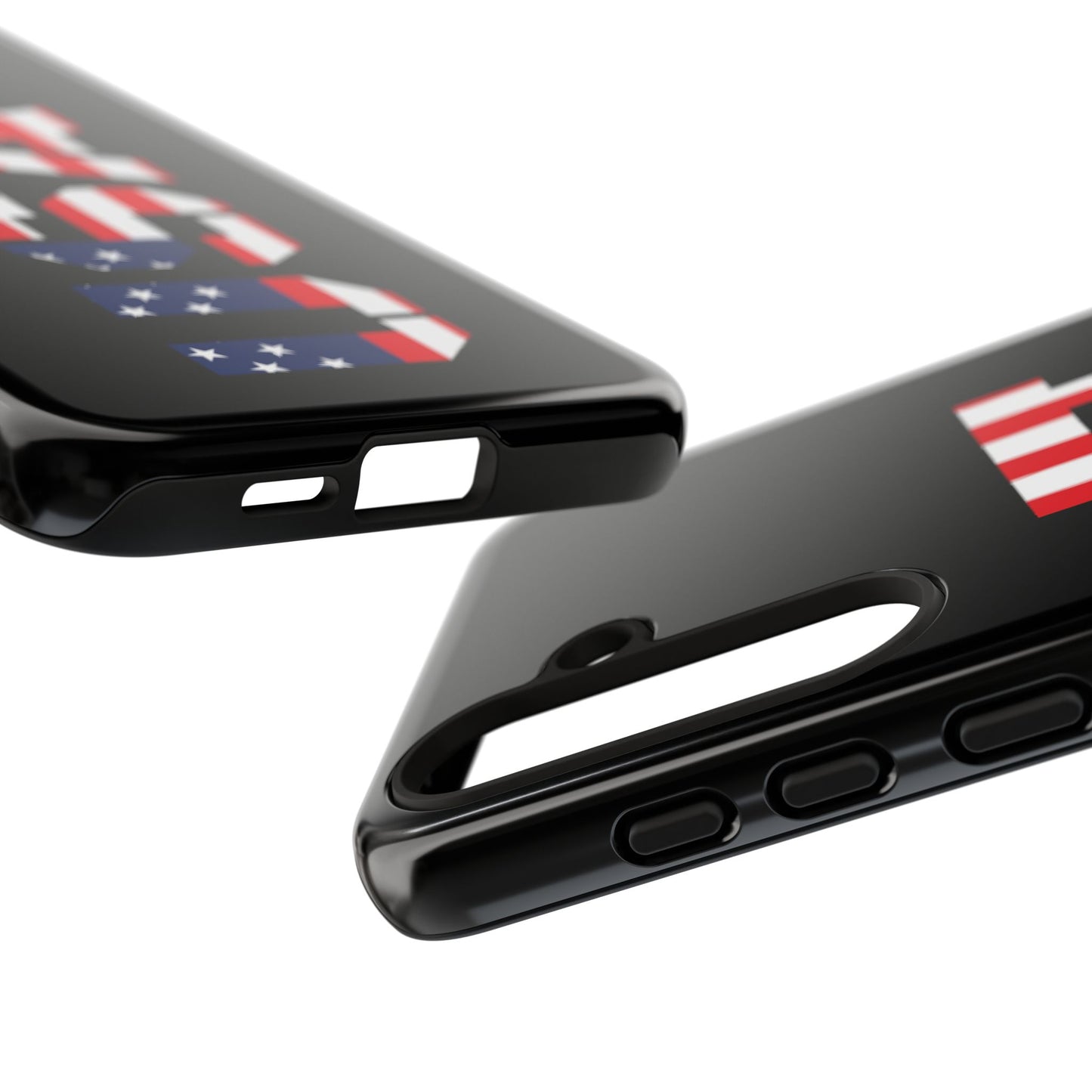 USA patriotic American flag tough phone case by Printify with bold flag design and durable protective features.