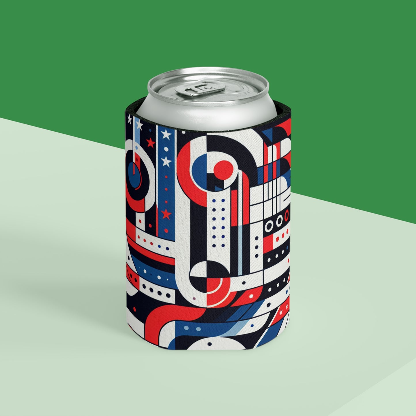 Modern Abstract American Flag Can Cooler
