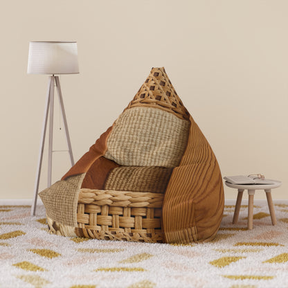 Woven Patchwork Texture Bean Bag Chair Cover | Rustic Boho Home Decor