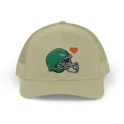 Snapback Trucker Cap with Football Heart Design - Perfect for Sports Fans, Gifts for Gamers, Casual Outings, Tailgating, and Team Spirit - TRV
