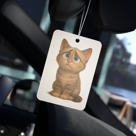 Cute cat-shaped car air freshener accessory by Printify, featuring a playful design for cat lovers.