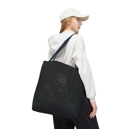 Werewolf tote bag with dark Halloween art, featuring horror-themed design, ideal for horror fans and Halloween gift ideas.