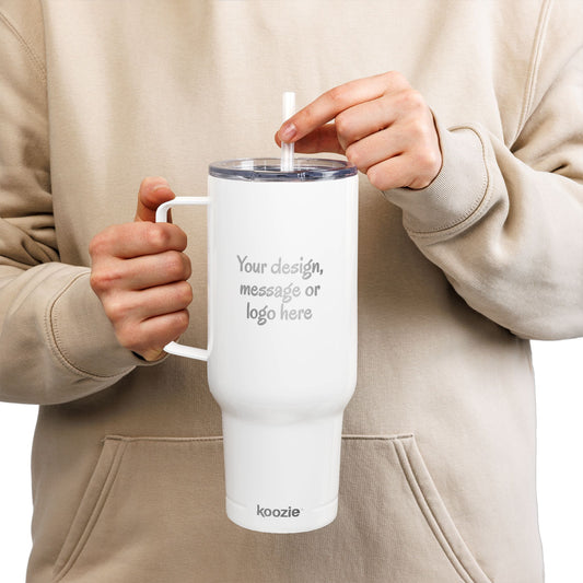 Custom engraved 40oz insulated tumbler with handle, lid and straw