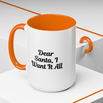 Dear Santa Accent Coffee Mug - Fun Holiday Mug for Christmas Enthusiasts