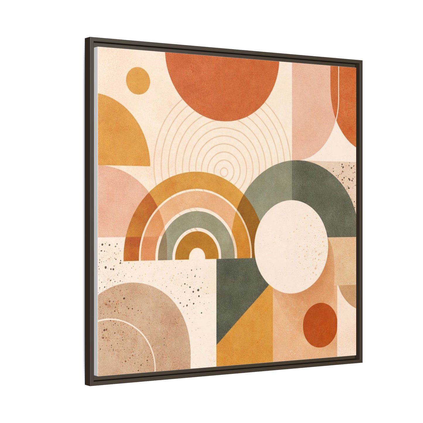 Abstract Terracotta Geometric Rainbow Matte Canvas Framed