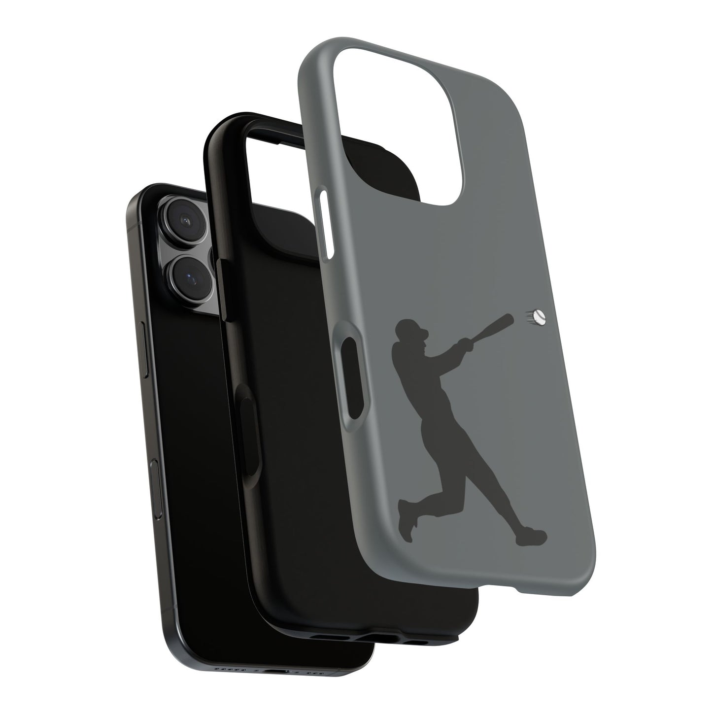 Printify baseball batter phone case, tough protective smartphone cover featuring a baseball player design for fans.