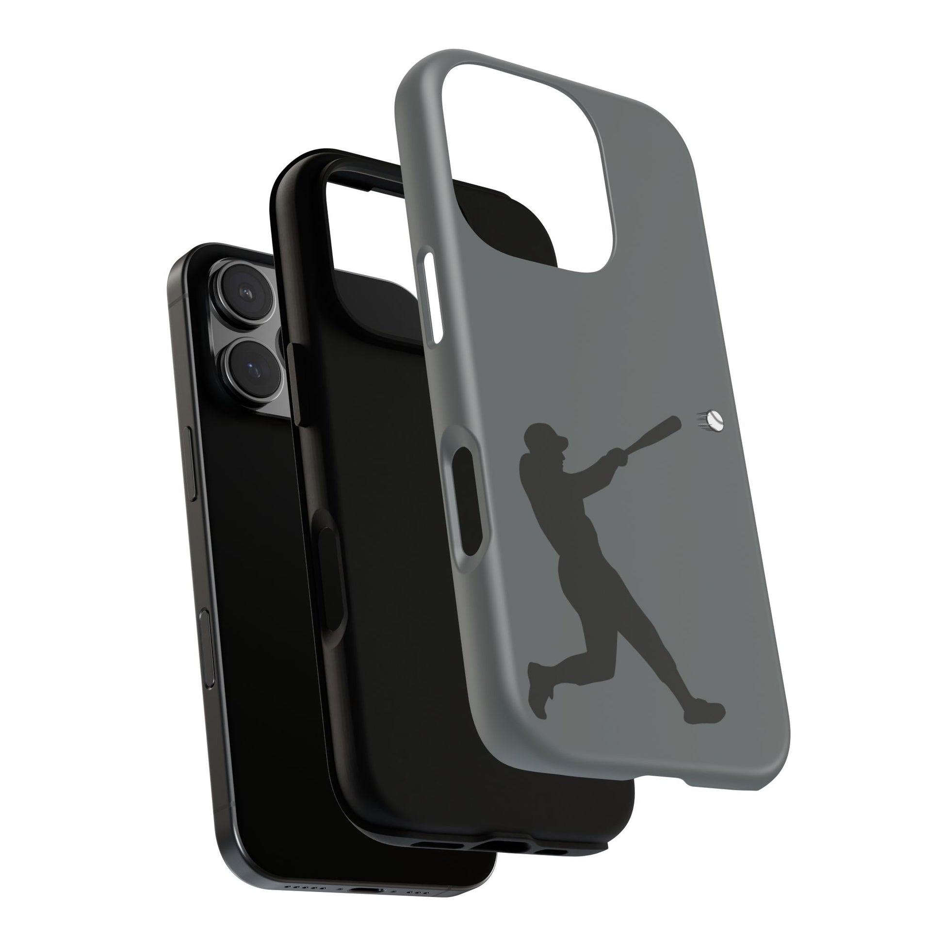 Printify baseball batter phone case, tough protective smartphone cover featuring a baseball player design for fans.