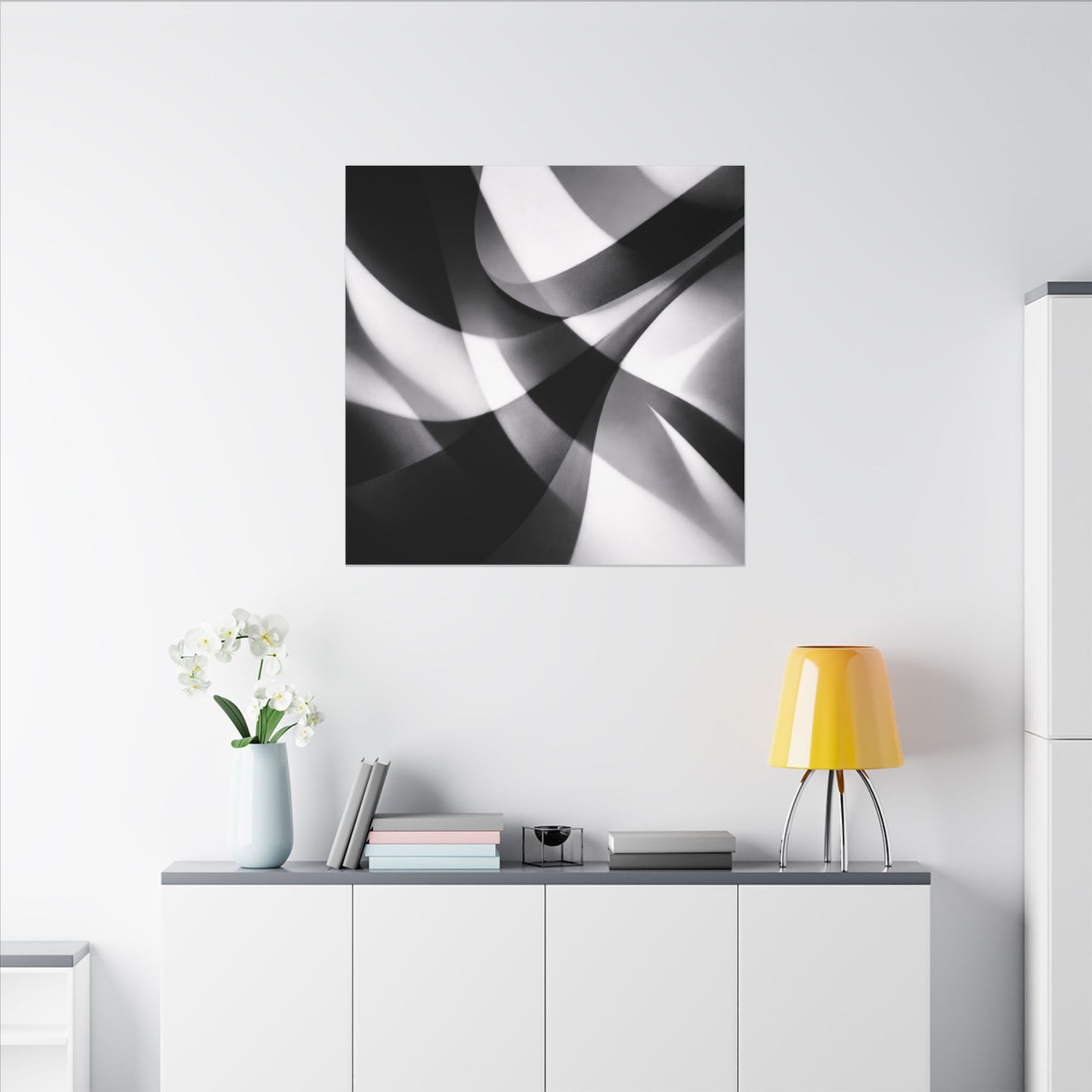 Abstract Black and White Swirl Matte Canvas