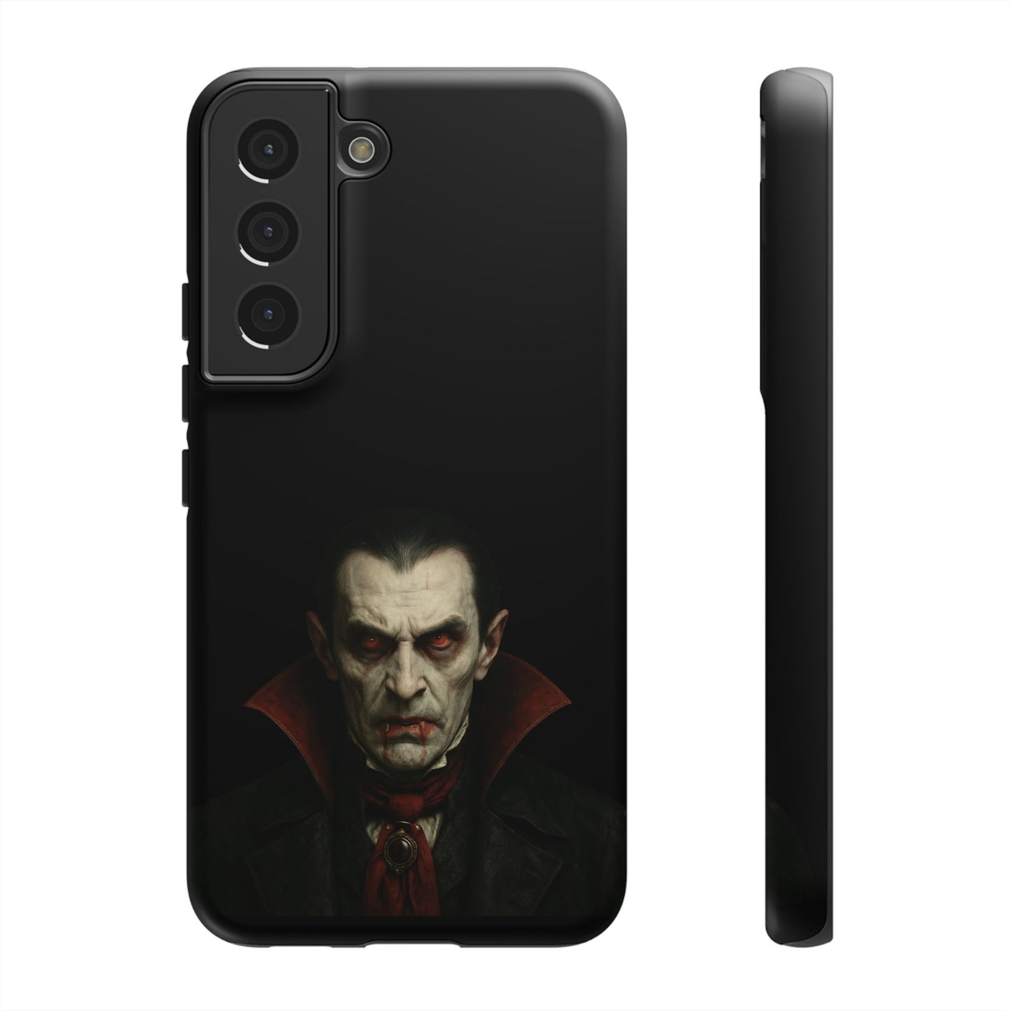 Gothic vampire portrait phone case for iPhone featuring Dracula horror design, made by Printify.
