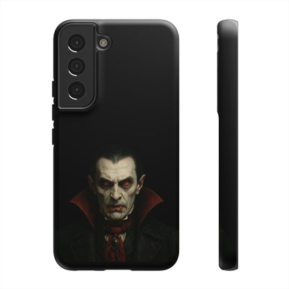 Gothic vampire portrait phone case for iPhone featuring Dracula horror design, made by Printify.
