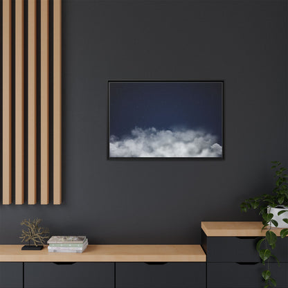 Framed night sky clouds matte canvas wall art featuring starry sky design by Printify, ideal for bedroom or living room decor.